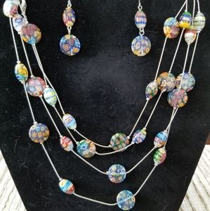 Genuine art glass bead necklace/earrings